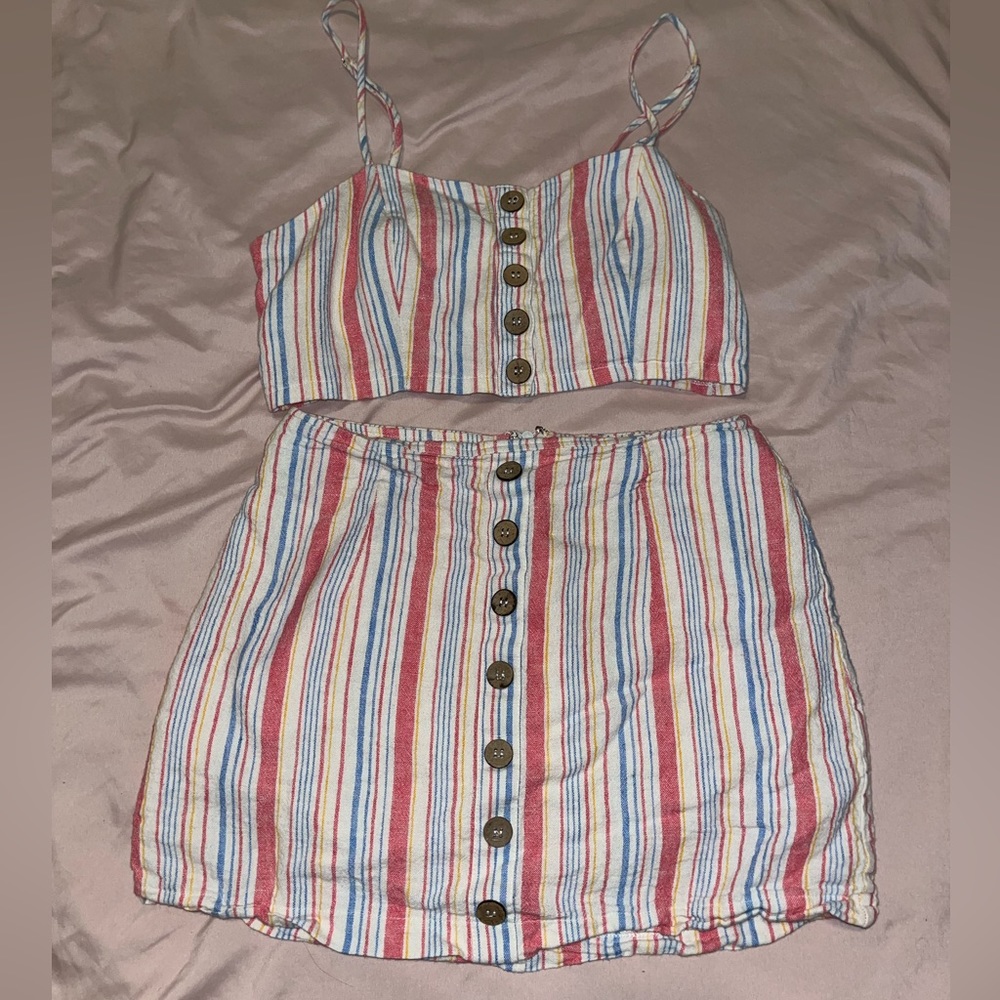 Colorful striped skirt and tank top set size small